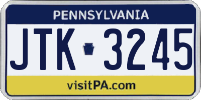 PA license plate JTK3245