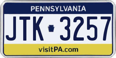PA license plate JTK3257