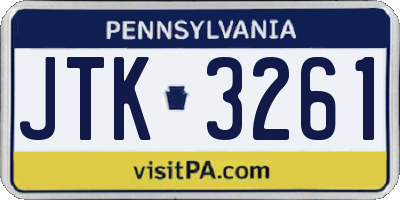PA license plate JTK3261