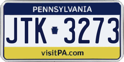 PA license plate JTK3273