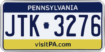 PA license plate JTK3276