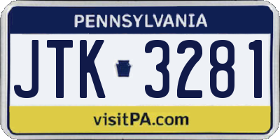 PA license plate JTK3281