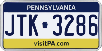 PA license plate JTK3286
