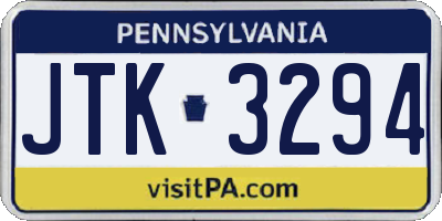 PA license plate JTK3294