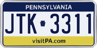 PA license plate JTK3311