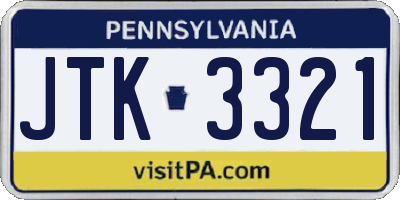 PA license plate JTK3321