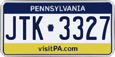 PA license plate JTK3327