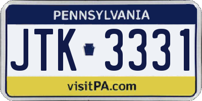 PA license plate JTK3331