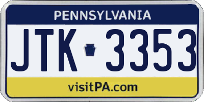 PA license plate JTK3353