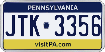 PA license plate JTK3356