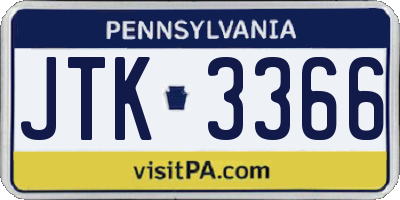 PA license plate JTK3366