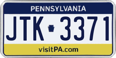 PA license plate JTK3371