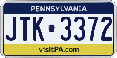 PA license plate JTK3372