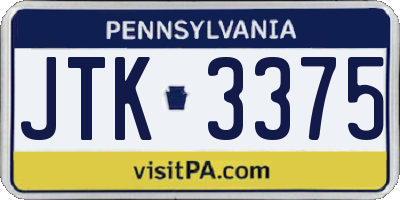 PA license plate JTK3375