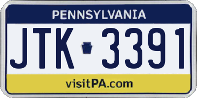 PA license plate JTK3391