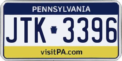 PA license plate JTK3396