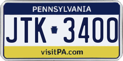 PA license plate JTK3400