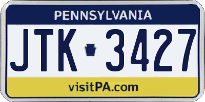PA license plate JTK3427