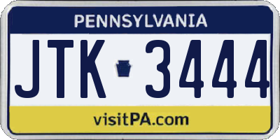 PA license plate JTK3444