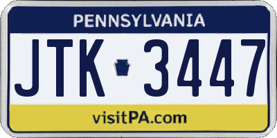 PA license plate JTK3447