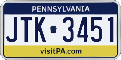 PA license plate JTK3451