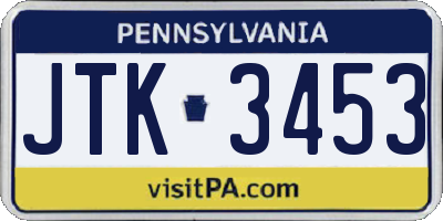 PA license plate JTK3453