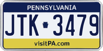 PA license plate JTK3479