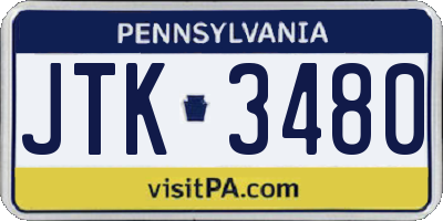 PA license plate JTK3480