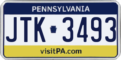 PA license plate JTK3493