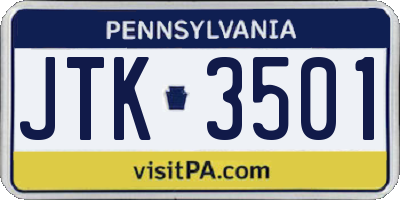 PA license plate JTK3501