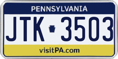 PA license plate JTK3503
