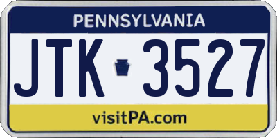 PA license plate JTK3527