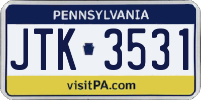 PA license plate JTK3531