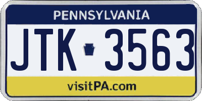 PA license plate JTK3563