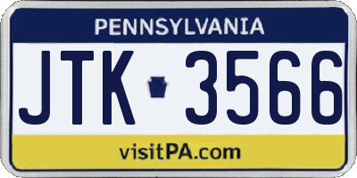 PA license plate JTK3566