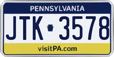 PA license plate JTK3578