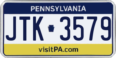 PA license plate JTK3579