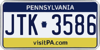 PA license plate JTK3586