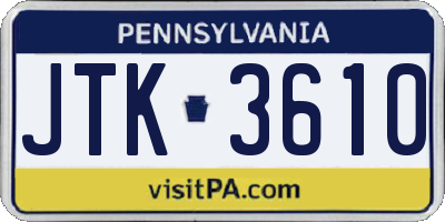 PA license plate JTK3610