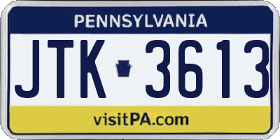 PA license plate JTK3613