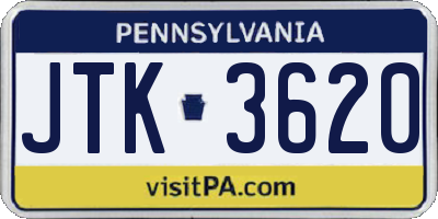 PA license plate JTK3620