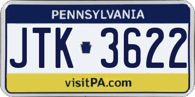 PA license plate JTK3622