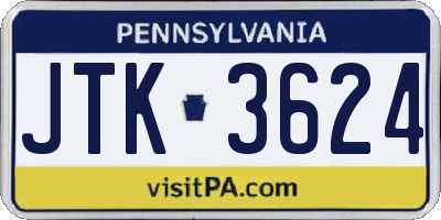 PA license plate JTK3624