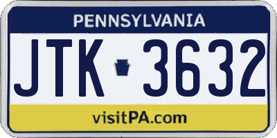 PA license plate JTK3632