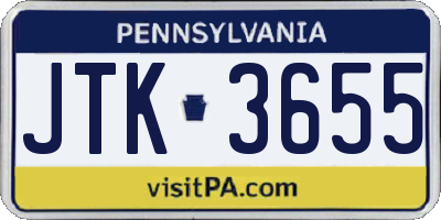 PA license plate JTK3655