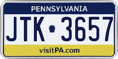 PA license plate JTK3657