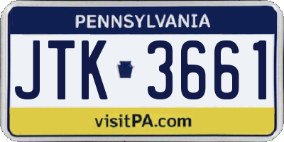 PA license plate JTK3661