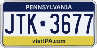 PA license plate JTK3677