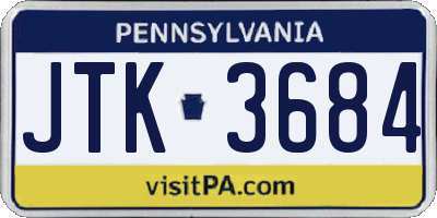 PA license plate JTK3684