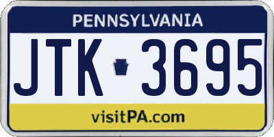 PA license plate JTK3695
